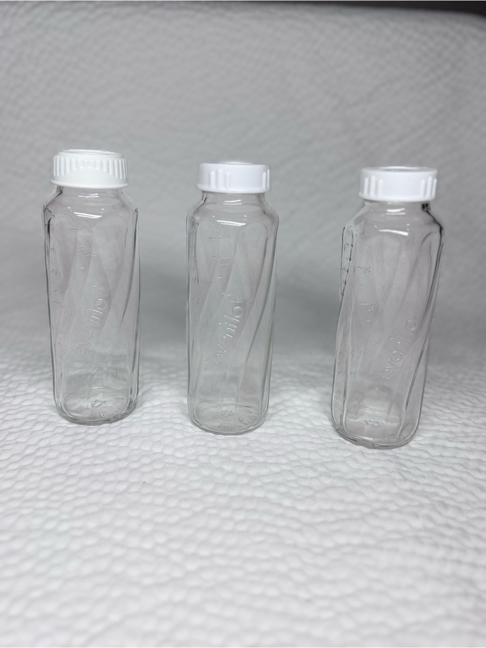Vintage Evenflo Classic Twist 8 oz Glass Baby Bottles Set of 3